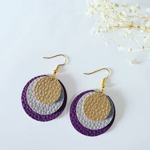 🔥2 for $12🔥Gold, Gray & Purlple Round Earrings!